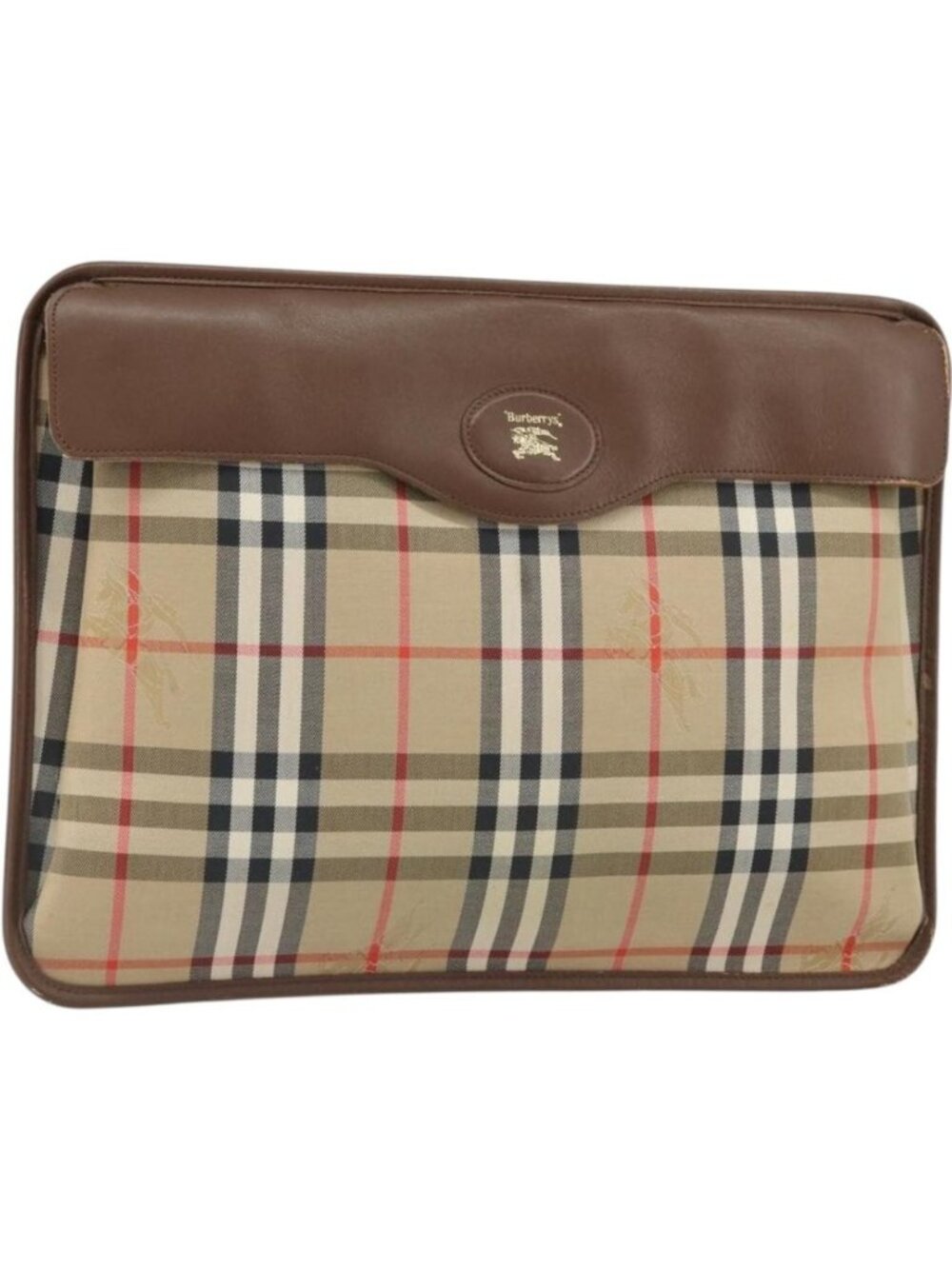 Burberrys Nova Check Clutch Bag Canvas Beige Gold